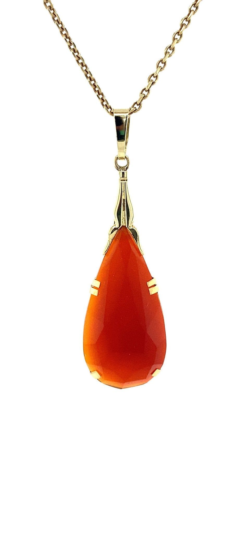 Vintage 14K Gold Pendant with Carnelian
